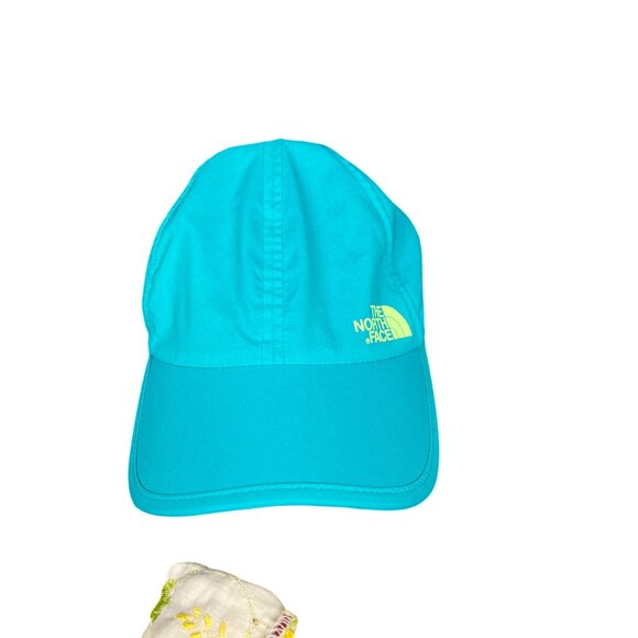 The North Face Blue Lime Green Adjustable Hat Cap Running Outdoor One Size - Picture 1 of 5